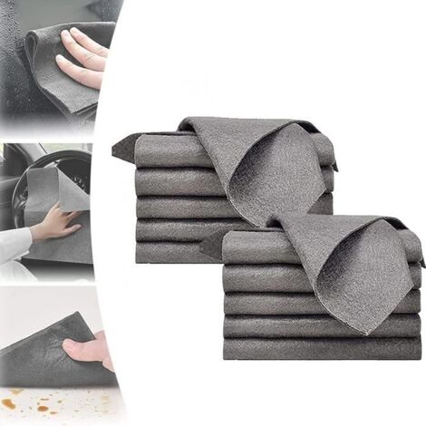 10 Pcs Chiffon de Nettoyage Magique Epaissi,Chiffons de Nettoyage Réutilisables,Sans Traces, Hôtels Miroir Verre Fenêtres, 30X30cm (1/4)