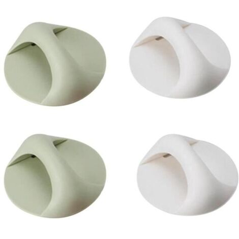 Poignée autocollante - Non spécifié - Lot de 4 - Vert clair et blanc - Installation facile - Design ergonomique (1/4)