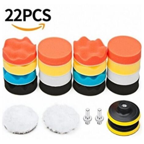 Éponges de Polissage, 22Pcs 25mm 50mm et 80mm Kit de Polissage Pad Éponge à polir Kit pour Voiture Ponçage Polissage (1/4)