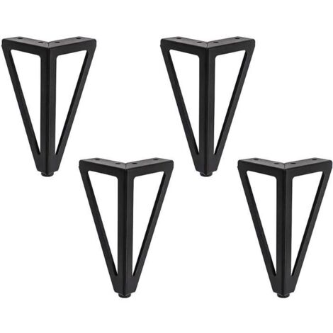 Pieds de meuble - Métal - Noir - Hauteur 15.5 cm - Lot de 4 - Durabilité élevée (1/4)