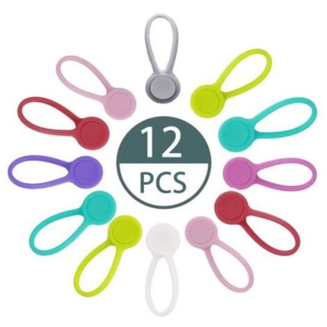 Enrouleur Magnétique,12 Pièces Enrouleurs de Câbles Magnétiques, Clips pour Casque/Câble USB,pour Casque, Câble USB, Cuisine (1/4)
