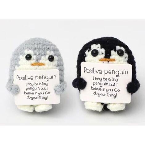 2pcs Pingouin Positif Drôle, Pingouin Crochet Pingouins Positifs Animaux au Crochet Mini Positive Poupée Soutien Émotionnel (1/4)