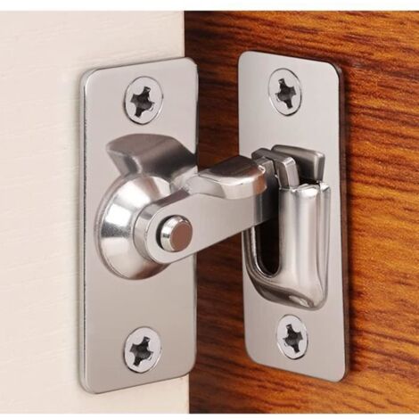 Serrure de porte,acier inoxydable à angle droit à 90 degrés,utilisée pour les clôtures en bois,les portes et fenêtres,(silver) (1/4)