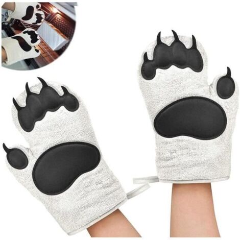 Gants de four - Antidérapants - Silicone - Résistants à la chaleur - Blanc - 16x28 CM (1/4)