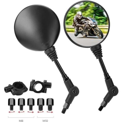 Rétroviseurs Moto Universels 22mm Guidon 3 Boulons Filetés 8mm Inclus, Compatible avec CB1000R,Z900,SV 650 Retroviseur Moto Guidon