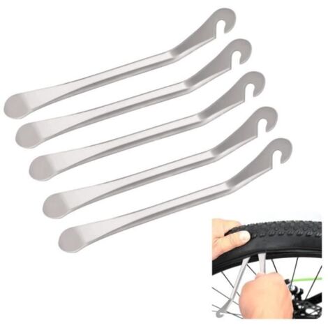 Lot de 5 démonte-pneus de vélo - Réparation de pneu de vélo - en métal - Levier de montage - Outil de démonte-pneu (1/4)