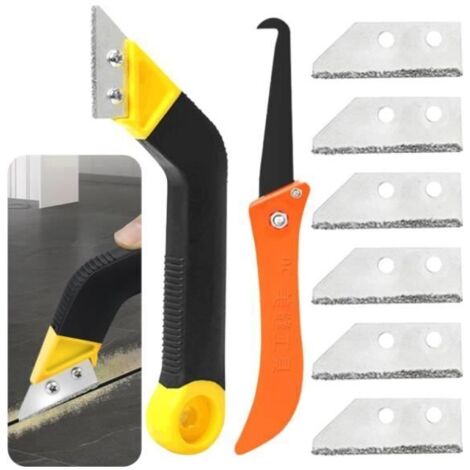 8Pièces Outils de Retrait de la Mortier Grattoir,Outil de Décapant à Coulis,Ensemble doutils de nettoyage de coulis de grattoir (1/4)