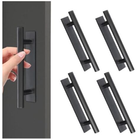 Poignée autocollante - MARQUE - Lot de 4 - Plastique ABS - Noir - 15cm x 2.5cm x 3.5cm (1/4)