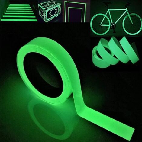 RubansAutocollant Fluorescent, Glow in The Dark Tape, RubansAdhésif Vert,RubansBande de Sécurité, Auto-adhésif (1CM × 3M, One Size) (1/4)
