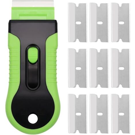 Grattoir de nettoyage - Non spécifié - Modèle vert - 10 lames de rechange - Ergonomique - Anti-rayures (1/4)