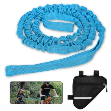 Corde de Remorquage de Vélo - avec Sac de Rangement - Barre de remorquage Velo Enfant 4,5 m - Capacité de Charge 500 lbs - Bleu