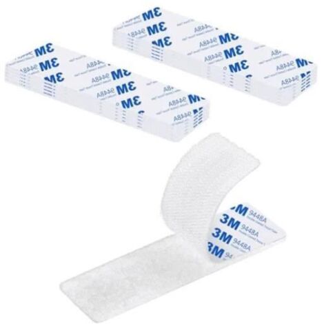 Autocollant Double Face - Scratch - Bande Agrippantes Adhésives 3M - Blanc - 3 x 100mm (1/4)