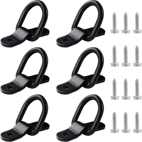 Anneau Arrimage - Noir - 6pcs - 400 kg - Installation Facile - Fer Galvanisé (1/4)