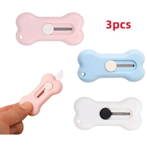 Mini couteau - Mini Utilitaire - Cutter Rétractable - Couleurs variées - Dimensions 6.5x3.4 CM - 3 pièces (1/4)