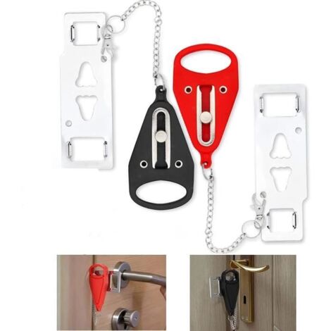 Serrure de porte portable,verrouillage de voyage,Ajout d'Un Verrou Supplémentaire,pour les voyages,hôtel,maison,lécole,2pcs (1/4)