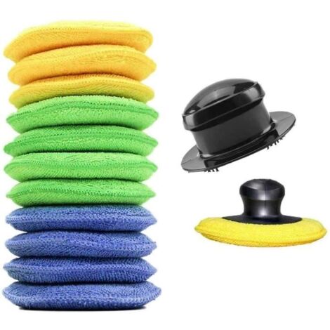 Éponge à polir,Éponge de Polissage pour Voiture,avec poignée,,pour Cires,Vernis,Nettoyant pour Peinture,Tampon de Polissage,12pcs (1/4)
