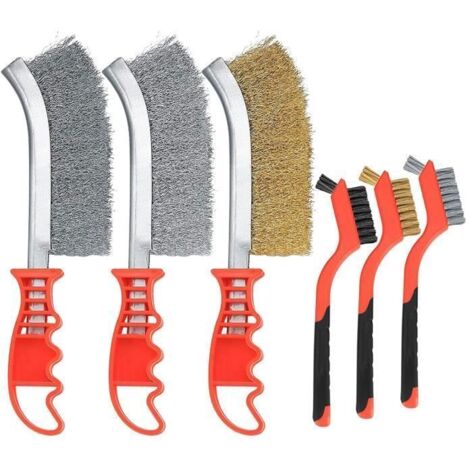 6 Brosses Métalliques en Acier Inoxydable, Laiton, Carbone, Nylon, Brosses à Récurer pour Nettoyage de Soudure Slag Décapage (1/4)