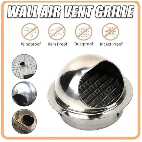 Grille de Ventilation en Acier Inoxydable,Plaque Murale,Couvercle de Sortie de Chauffage et Refroidissement, Étanche,Ordinairy 100mm (1/4)