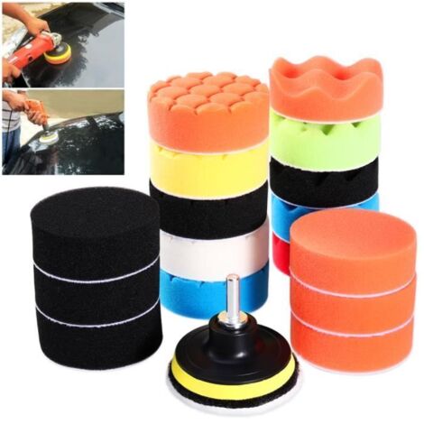 WINOMO 19 Pcs 3 Pouces Éponge Polissage Tampons Ensemble de Kit avec M10 Adaptateur EPONGE DE POLISSAGE - BONNETTE DE POLISSAGE (1/4)