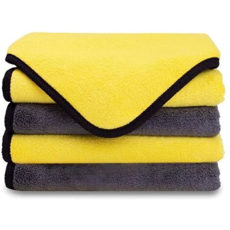 Chiffons de Polissage Premium en Microfibre, Ultra Absorbant Serviettes pour Nettoyage de Voiture ou Usage Domestique, Pack de 5 (1/4)