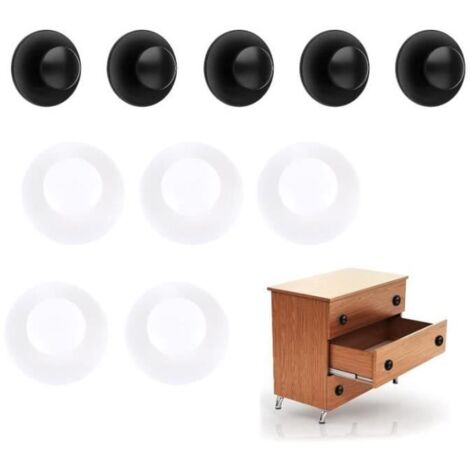 Poignée autocollante - Non spécifié - Lot de 10 - Noir et blanc - Plastique - Dimensions 3.621.7cm (1/4)