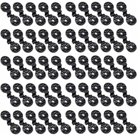 Kit de Fixation - Clips en Plastique - 50 unités - Noir - Résistant aux intempéries - Polypropylène (1/4)