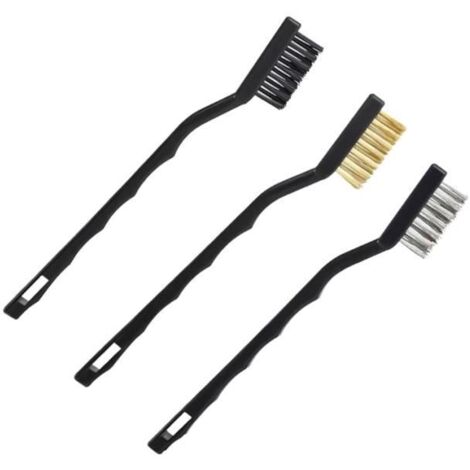 Brosse Métallique - Set de 3 Mini Brosses - Acier Inoxydable, Laiton, Nylon - Portable - Ergonomique (1/4)