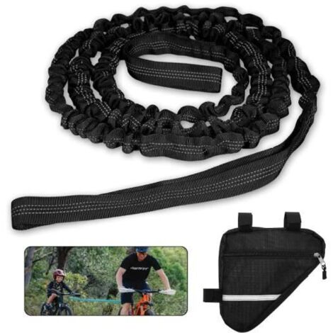 Corde de Remorquage de Vélo - avec Sac de Rangement - Barre de remorquage Velo Enfant 4,5 m - Capacité de Charge 500 lbs - Noir