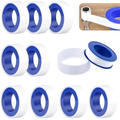 Ruban d'étanchéité - Teflon - Lot de 10 - 15mm x 10m - Résistant à la corrosion - Facile à utiliser (1/4)