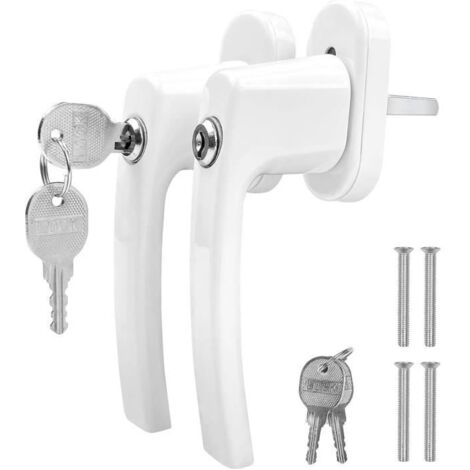 Poignée de fenêtre - Aluminium - 2 PCS - Verrouillable - Sécurité Enfant - Blanc (1/4)