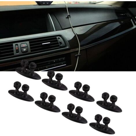 8 pcs Intérieur de voiture Clip Écouteurs Arrangement de Clip de câble câblage Panneau Pince de serrage Noir (1/4)