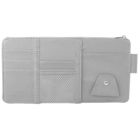 Pare-Soleil pour Voiture Tissu PU Sac de Rangement permis de conduire,Téléphone Portable Pare-Soleil de Pochette de Rangement,Gris. (1/2)