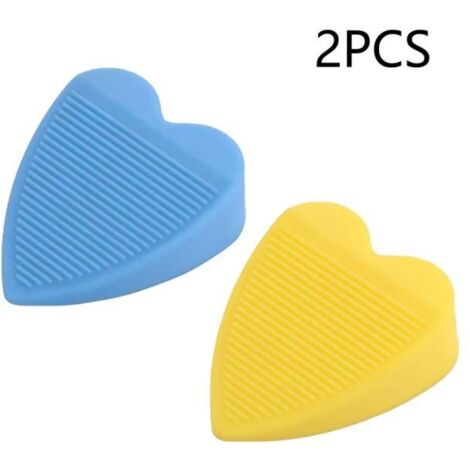 Cale de Porte - Antidérapante - Silicone - Bleu et Jaune - Dimensions 9.6x7.7x2.8cm - 2 pièces (1/4)