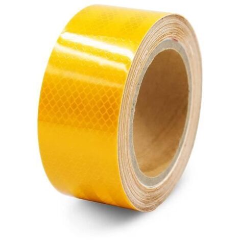 Ruban Réfléchissant,Haute visibilité Autocollants Réfléchissants,pour Camions de Voiture remorque de Camping poussettes(25m)jaune (1/4)