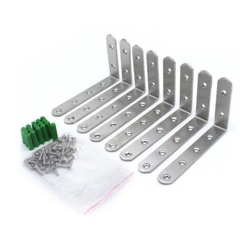 Support d'angle en acier inoxydable - Argenté - Lot de 8 - 5mm de diamètre de trou (1/4)