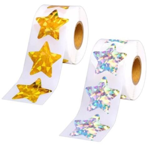 Lot de 1000 autocollants étoiles scintillantes, holographiques, à paillettes, autocollants éducatifs pour décorations d'enfants (1/4)