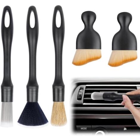 Pinceau de nettoyage pour voiture - 5PCS - Noir - Poils doux - Ergonomique - Remplaçable (1/4)