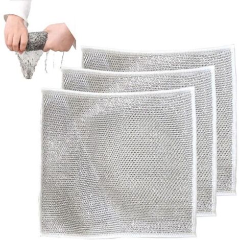 Chiffons de vaisselle multifonctionnels anti-rayures en fil métallique vaisselle humide et sec, chiffon de nettoyage multifonction (1/4)