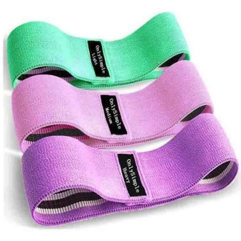 Bande Élastique Fitness en Tissu,Bande de Résistance 3 Niveaux de Force,Équipement d'Exercices pour Rééducation Physique (1/4)