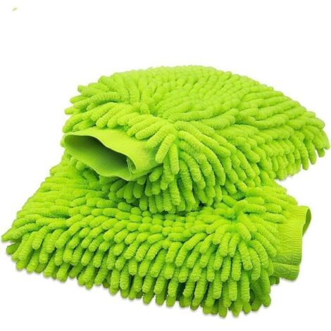 Gant de lavage microfibre de luxe pour la voiture, Pack de 2,Vert (1/4)