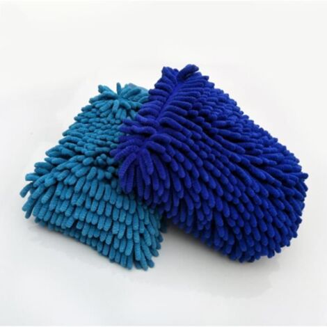 Lot de 2 Chiffons de Microfibre Gant de lavage Microfibre pour la Voiture Absorbants Épaissir plus velours d'hiver imperméables,B (1/4)