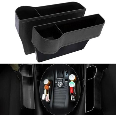 2x Siège de voiture Gap Catcher Organisateur Boîte de rangement Poche avec / Porte-gobelet Côté Noir (1/4)