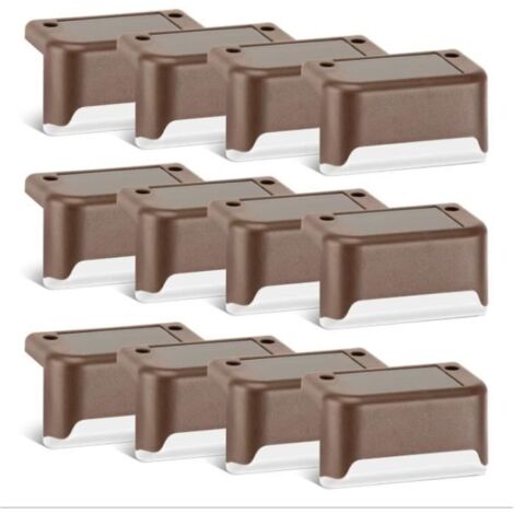 Lot de 16 lampes solaires pour escalier-À énergie solaire-IP65-Étanche-En extérieur-Pour arrière-cour,escaliers,allées jardin-marron (1/4)