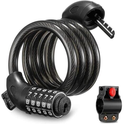 Cadenas de Vélo, Antivol Cadenas pour vélo 5 Chiffres Intelligente Code réglable Chaîne Vélo Câble Anti-vol Cadenas A12 (1/4)