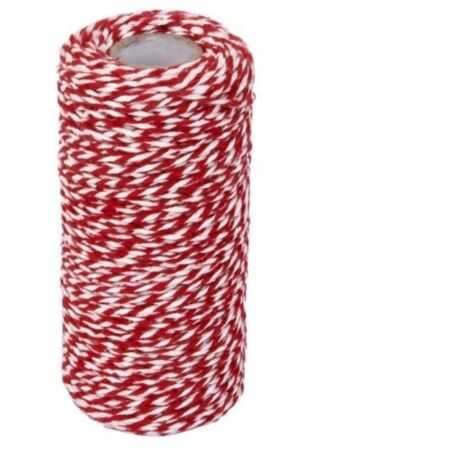 100m Cordon de Coton Ficelle Décoraion pour Emballage Cadeau Artisanat - Rouge et Blanc (1/4)