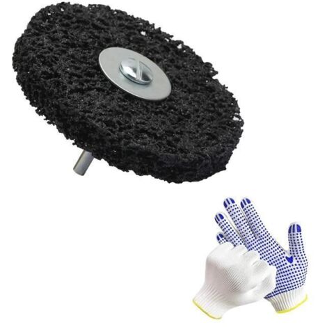 1 Pcs Disque de Décapage Noir avec Tige de Support Inox Roue de Nettoyage pour Meuleuses d'Angle Diamètre 100 mm Disque Abrasif CSD (1/4)