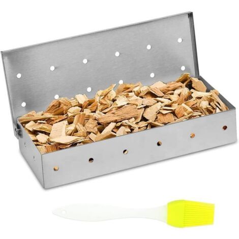 Boîte de fumoir en acier inoxydable, Boîte de fumoir universelle avec brosse silicone pour fumer Barbecue Restaurant Maison Camping (1/4)