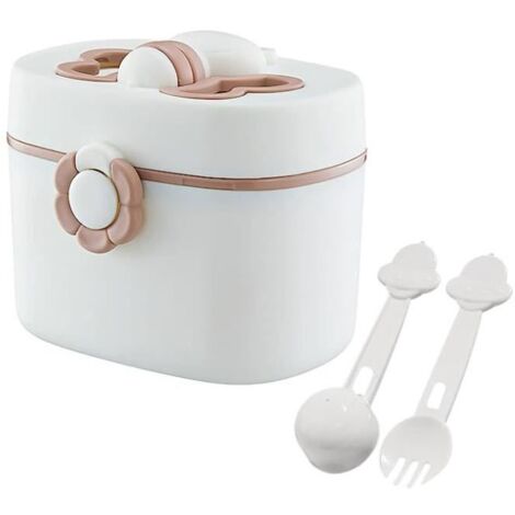 boîte doseuse de lait bébé,Doseur De Lait Bebe avec cuillère,Boite Lait En Poudre Bebe avec couvercle danneau en silicone scellé,1pc (1/4)