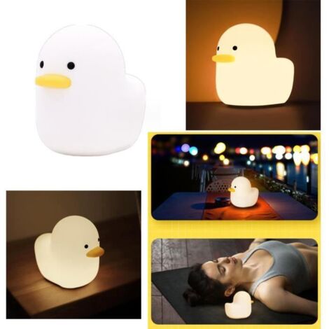 Veilleuse bébé,Lampe de Chevet avec minuteur,Veilleuse Bébé en Silicone Canard,Veilleuse endormie Enfant,pour camping,Chambre,maison (1/4)