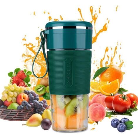 Gobelet mélangeur Vert portable, mélangeur de charge USB personnel de 300 ML, pour la cuisine de sport de voyage (1/4)